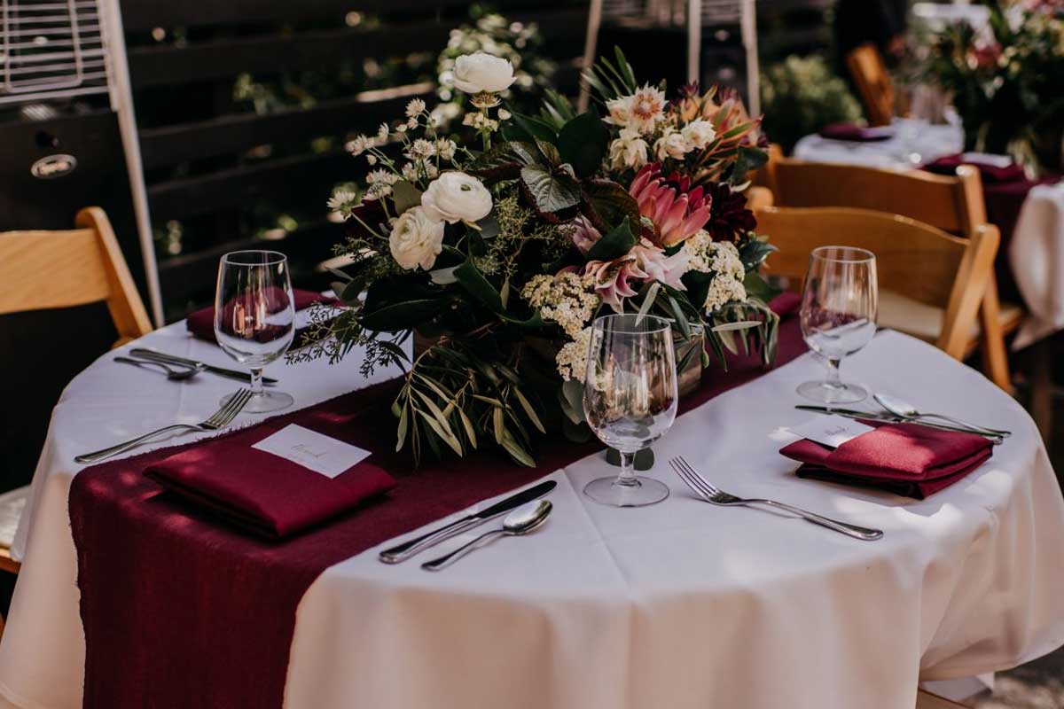 wedding table setting at Big Sur Lodge